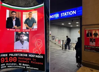 Kampanye “Bebaskan Sandera Palestina” Warnai Jalanan Westminster, London