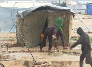 Tenda Robek Menantang Badai Musim Dingin, Keluarga Gaza Habiskan Malam di Bawah Langit Terbuka